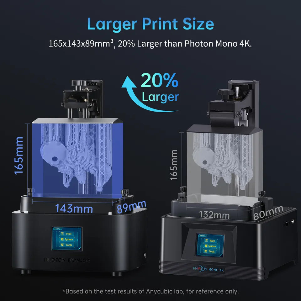 ANYCUBIC Photon Mono 2 Resin LCD 3D Printer 4k+ 6.6'' Screen 6.5x3.5x5.6in Size