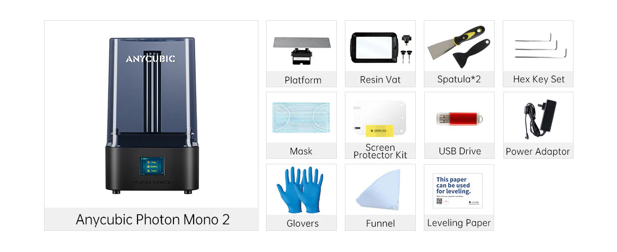 ANYCUBIC Photon Mono 2 Resin LCD 3D Printer 4k+ 6.6'' Screen 6.5x3.5x5.6in Size
