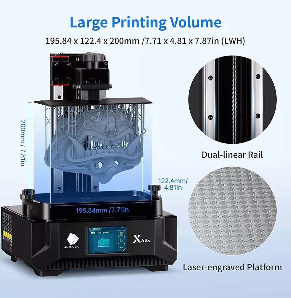 ANYCUBIC Photon Mono X 6Ks Resin LCD 3D Printer Fast 7.8x7.7x4.8in 6k HD Print