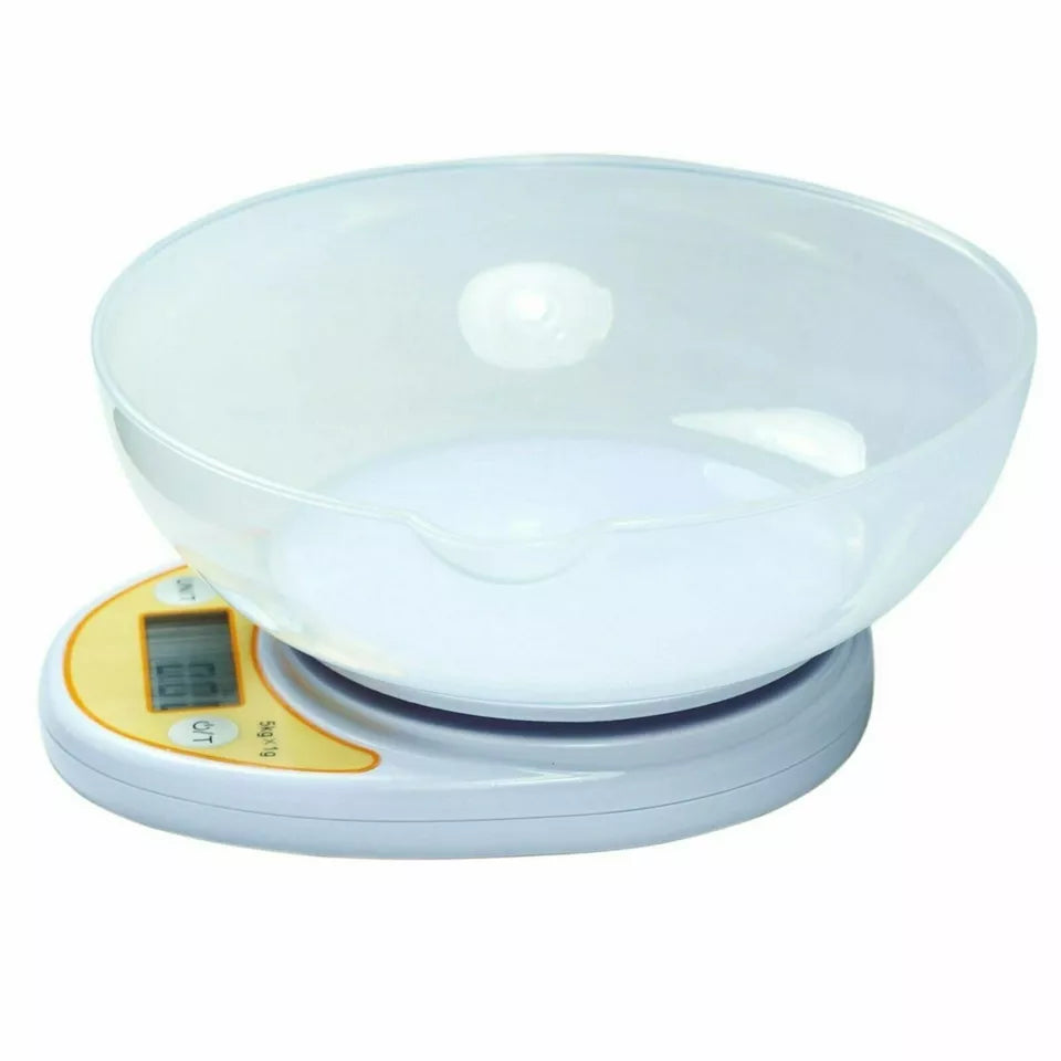 Compact 5Kg /11lbs Digital Kitchen Diet Food Scale - Removable Bowl New