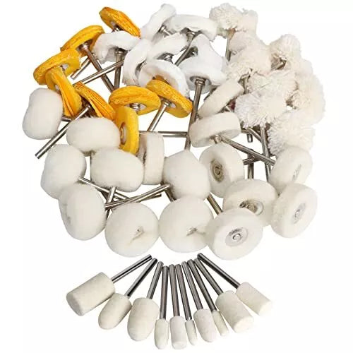 Polishing Buffing Wheel Set for Watch and Jewelry Wool Felt Cotton 50Pcs