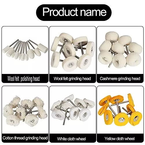 Polishing Buffing Wheel Set for Watch and Jewelry Wool Felt Cotton 50Pcs