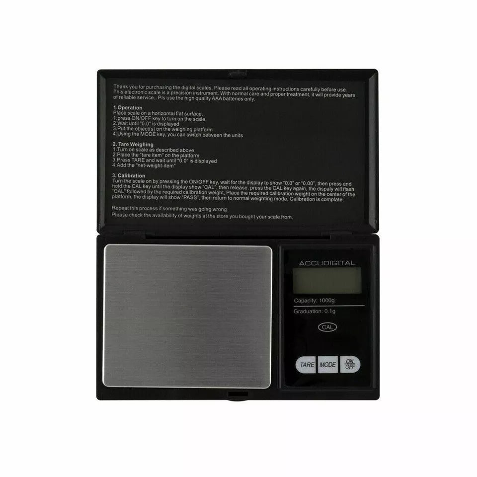 Digital Scale 1000g x 0.1g Jewelry Gram Silver Gold Coin Pocket Size Herb Grain