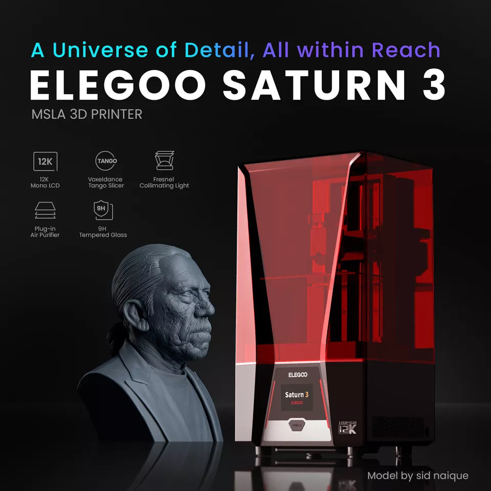 ELEGOO Saturn 3 MSLA Resin 3D Printer 10'' 12K Mono LCD Large Printing Size