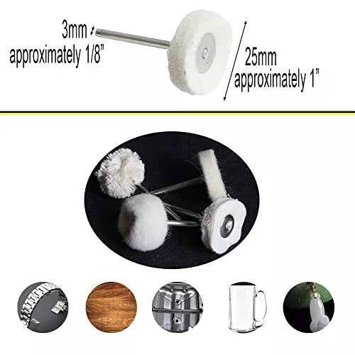 Polishing Buffing Wheel Set for Watch and Jewelry Wool Felt Cotton 50Pcs