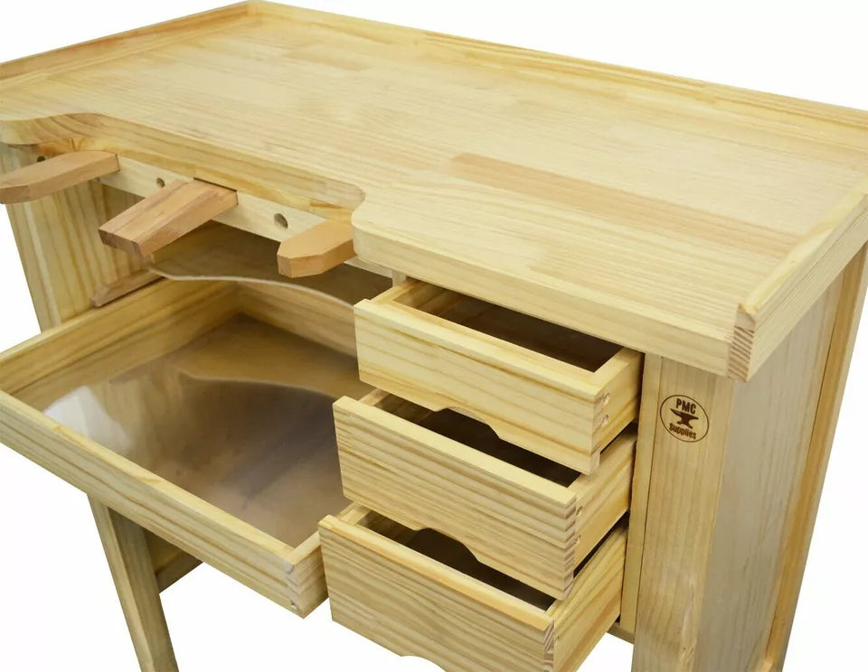 Jewelry Bench Solid Wood Workbench with Drawers Jewelers Bench Arts and Crafts